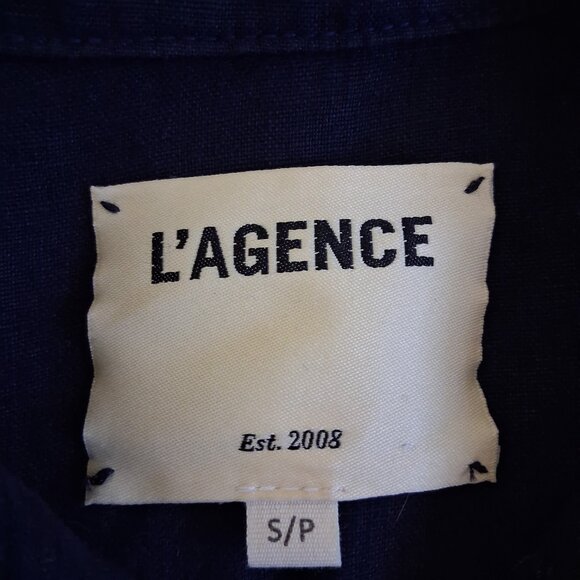 L'Agence Women's Size Small Navy Marine Celine Linen Lightweight Jacket - Picture 7 of 16